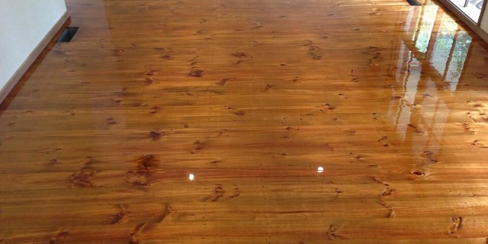 Timber floorboards sanded and coated to a gloss finish in Auckland