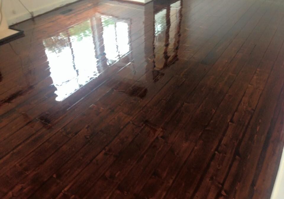 Timber floor with a fresh polyurethane coat, Auckland job