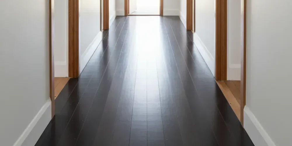 Colour matched timber floorboards after staining